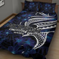 Micronesia Constitution Day Quilt Bed Set Since 1979 with Polynesian Hibiscus Pattern