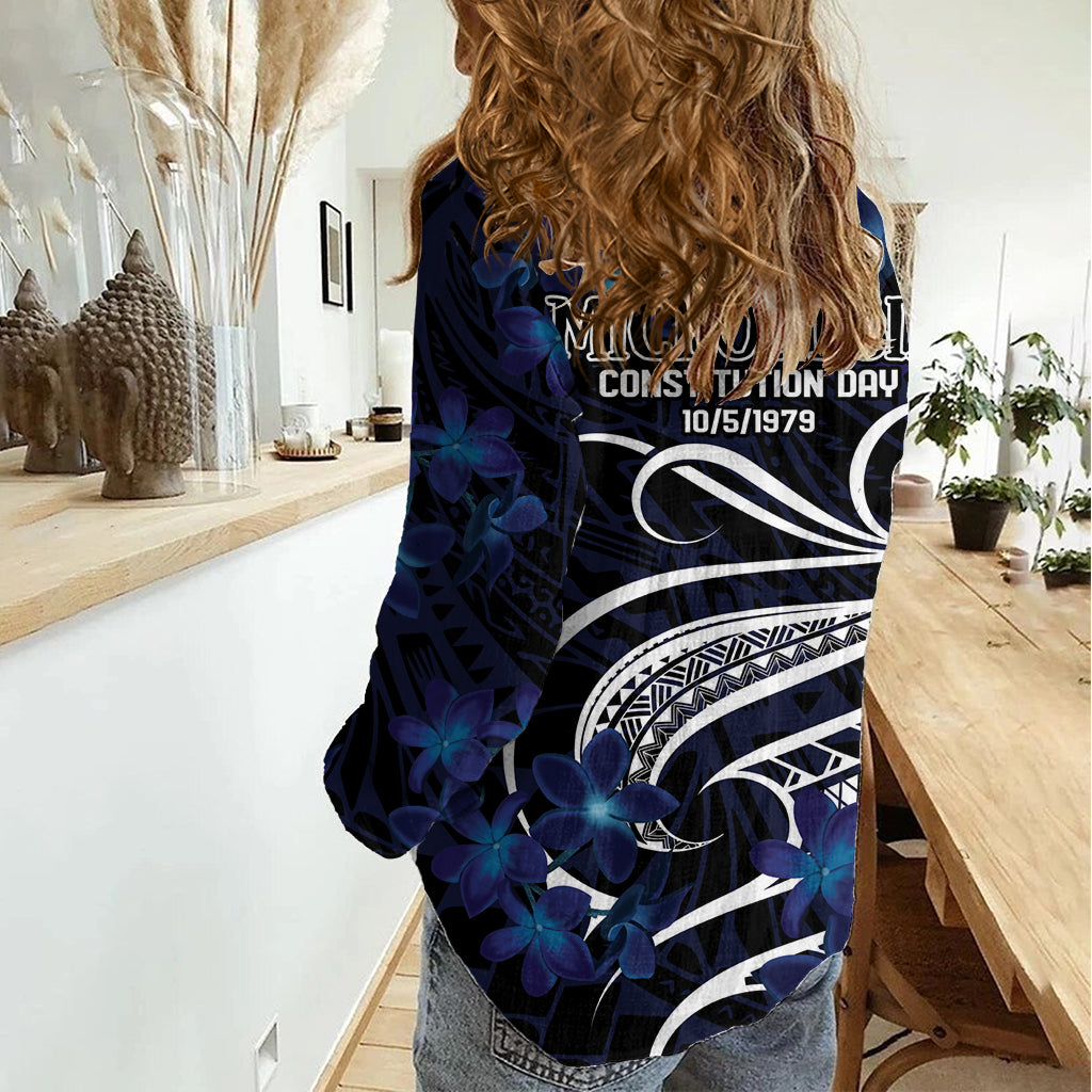 Micronesia Constitution Day Women Casual Shirt Since 1979 with Polynesian Hibiscus Pattern LT9 - Polynesian Pride