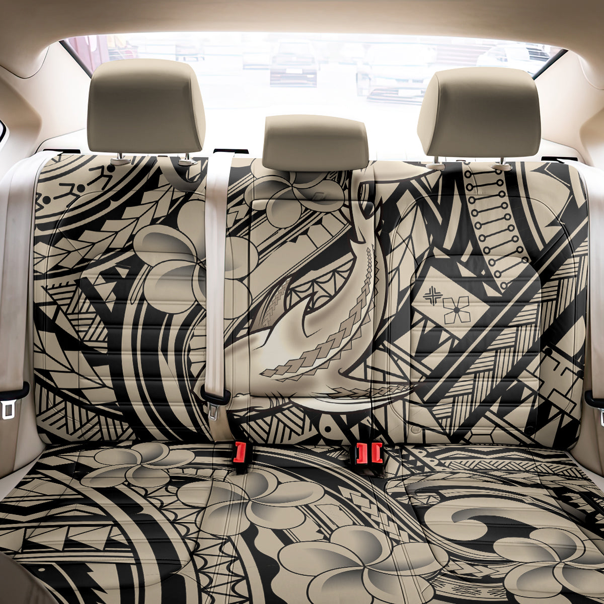 Polynesian Shark Tribal Tattoo Back Car Seat Cover Beige Style LT9