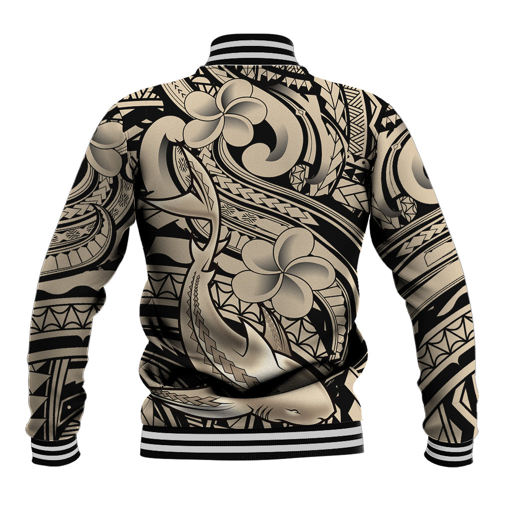 Polynesian Shark Tribal Tattoo Baseball Jacket Beige Style LT9 - Polynesian Pride