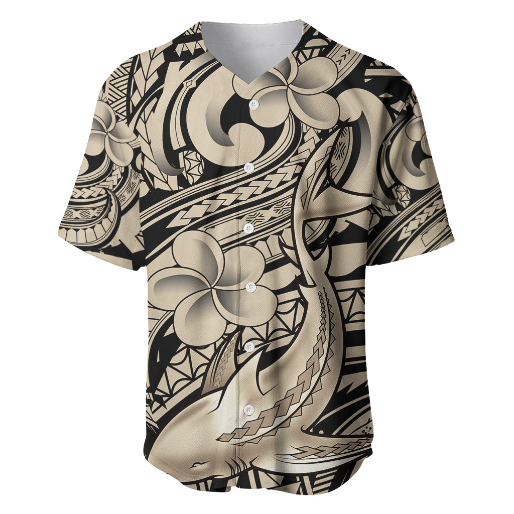 Polynesian Shark Tribal Tattoo Baseball Jersey Beige Style LT9 Beige - Polynesian Pride