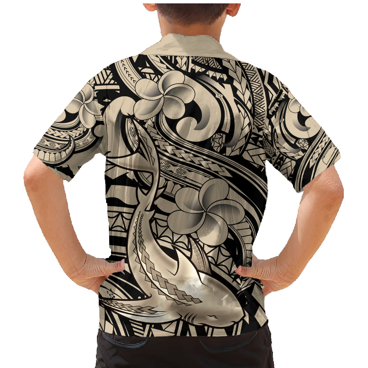 Polynesian Shark Tribal Tattoo Family Matching Mermaid Dress and Hawaiian Shirt Beige Style LT9 - Polynesian Pride