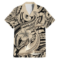 Polynesian Shark Tribal Tattoo Family Matching Mermaid Dress and Hawaiian Shirt Beige Style LT9 Dad's Shirt - Short Sleeve Beige - Polynesian Pride
