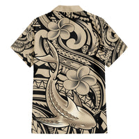 Polynesian Shark Tribal Tattoo Family Matching Summer Maxi Dress and Hawaiian Shirt Beige Style