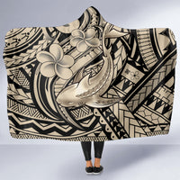 Polynesian Shark Tribal Tattoo Hooded Blanket Beige Style