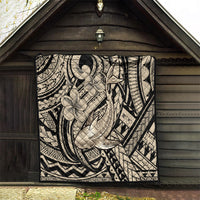 Polynesian Shark Tribal Tattoo Quilt Beige Style LT9 - Polynesian Pride
