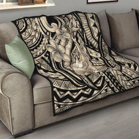 Polynesian Shark Tribal Tattoo Quilt Beige Style LT9 - Polynesian Pride