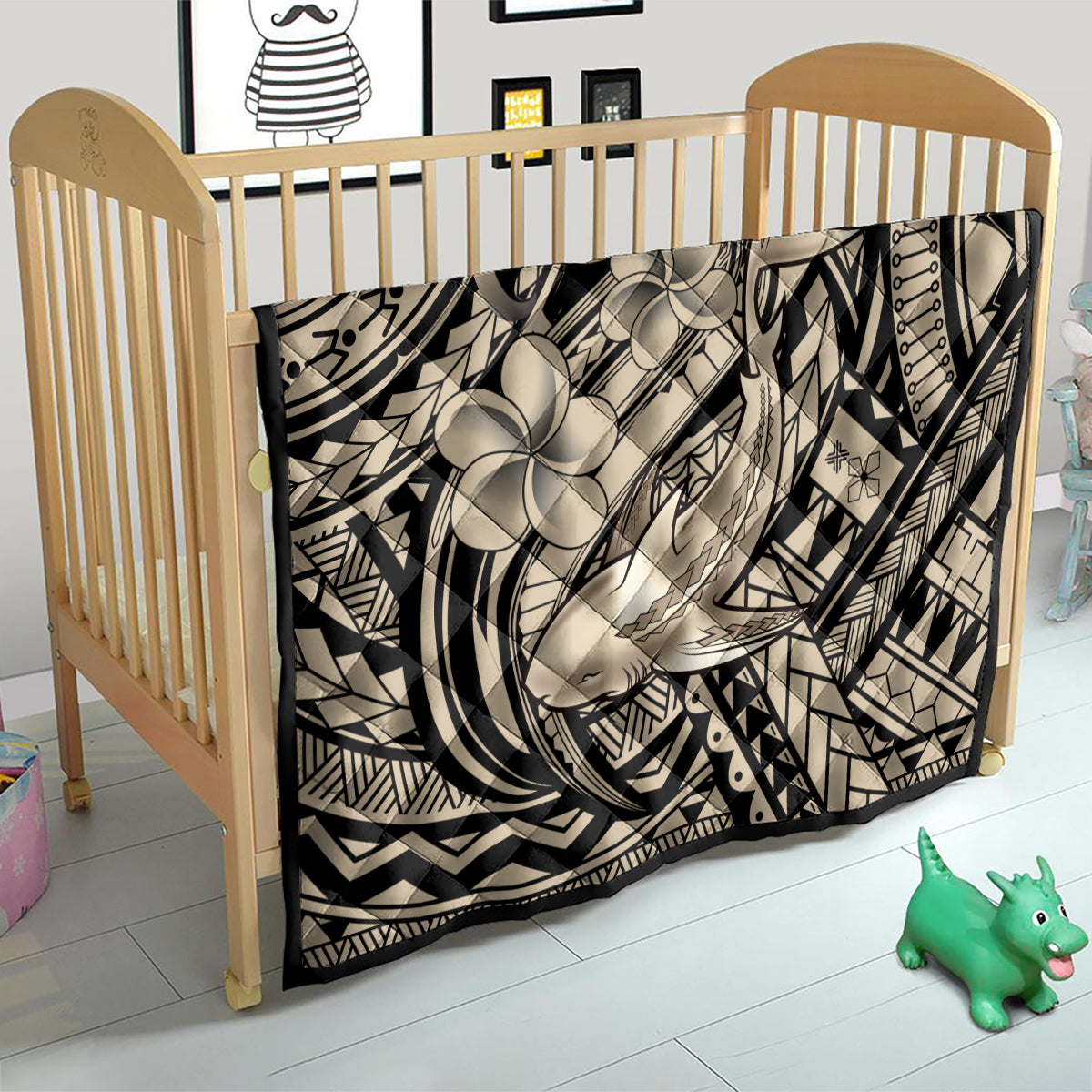 Polynesian Shark Tribal Tattoo Quilt Beige Style LT9 - Polynesian Pride