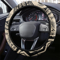 Polynesian Shark Tribal Tattoo Steering Wheel Cover Beige Style