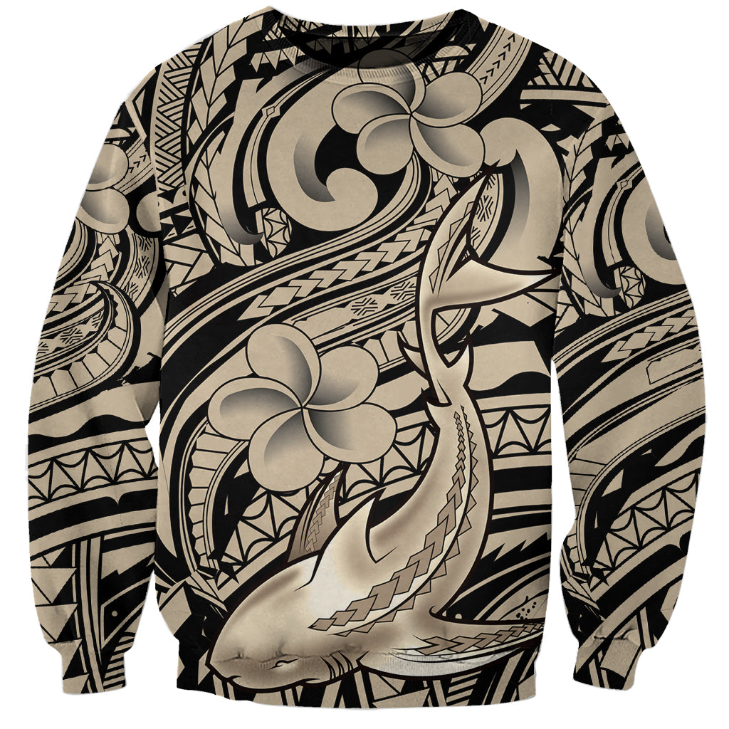 Polynesian Shark Tribal Tattoo Sweatshirt Beige Style