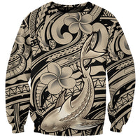 Polynesian Shark Tribal Tattoo Sweatshirt Beige Style