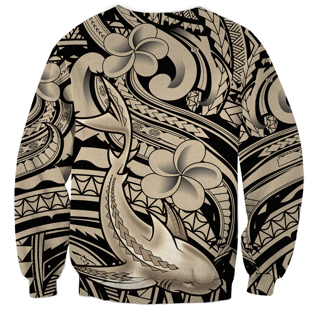 Polynesian Shark Tribal Tattoo Sweatshirt Beige Style