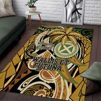 Wallis and Futuna Victory Day Area Rug Since 1945 with Polynesian Platinum Floral Tribal
