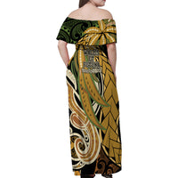 Wallis and Futuna Victory Day Family Matching Off Shoulder Maxi Dress and Hawaiian Shirt Since 1945 with Polynesian Platinum Floral Tribal LT9 - Polynesian Pride