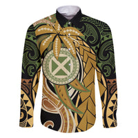 Wallis and Futuna Victory Day Family Matching Short Sleeve Bodycon Dress and Hawaiian Shirt Since 1945 with Polynesian Platinum Floral Tribal LT9 Dad's Shirt - Long Sleeve Red - Polynesian Pride