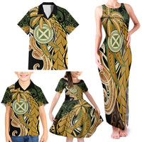 Wallis and Futuna Victory Day Family Matching Tank Maxi Dress and Hawaiian Shirt Since 1945 with Polynesian Platinum Floral Tribal LT9 - Polynesian Pride