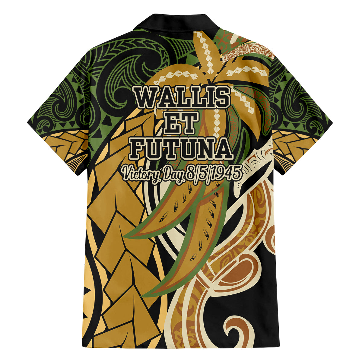 Wallis and Futuna Victory Day Family Matching Tank Maxi Dress and Hawaiian Shirt Since 1945 with Polynesian Platinum Floral Tribal LT9 - Polynesian Pride