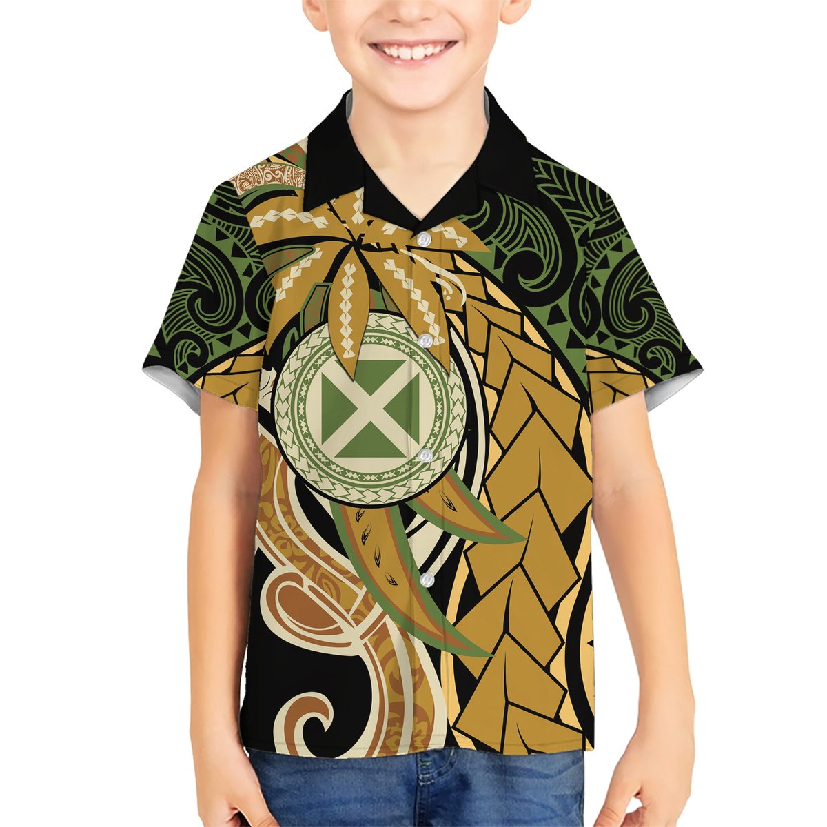 Wallis and Futuna Victory Day Hawaiian Shirt Since 1945 with Polynesian Platinum Floral Tribal LT9 - Polynesian Pride