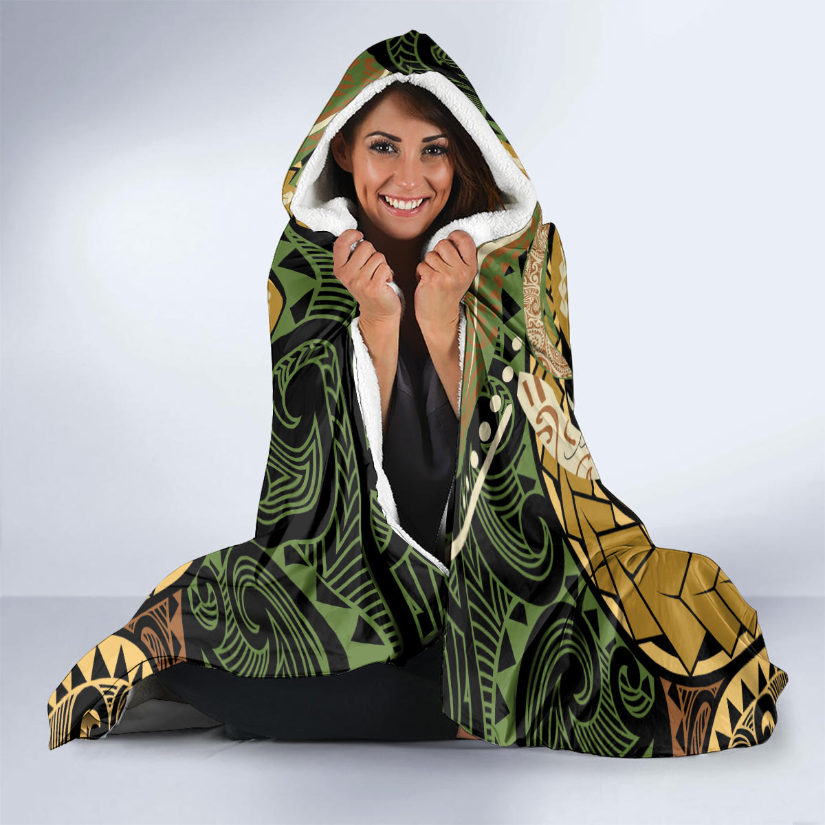 Wallis and Futuna Victory Day Hooded Blanket Since 1945 with Polynesian Platinum Floral Tribal LT9 - Polynesian Pride