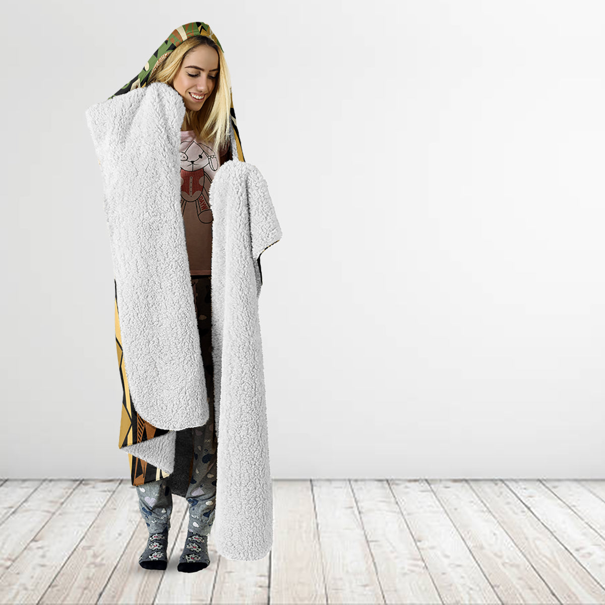 Wallis and Futuna Victory Day Hooded Blanket Since 1945 with Polynesian Platinum Floral Tribal LT9 - Polynesian Pride