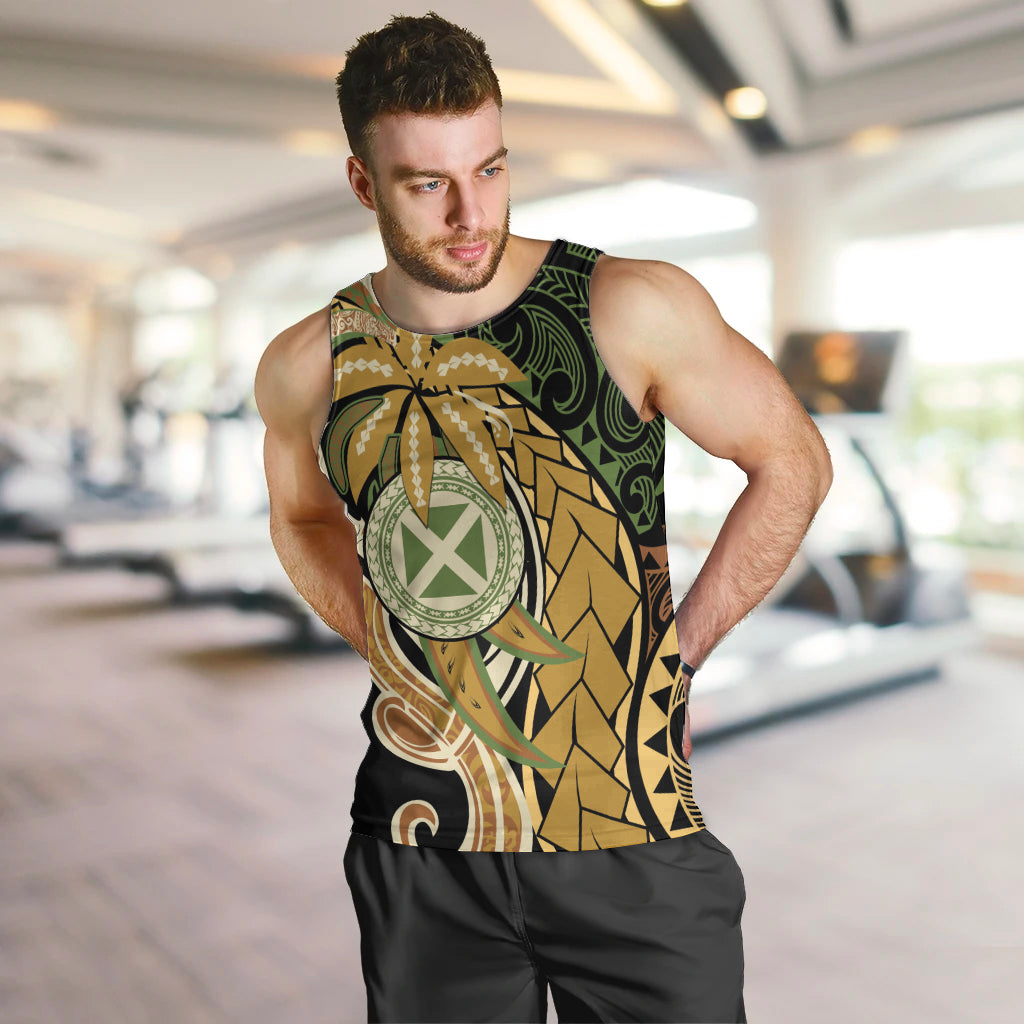 Wallis and Futuna Victory Day Men Tank Top Since 1945 with Polynesian Platinum Floral Tribal LT9 Red - Polynesian Pride