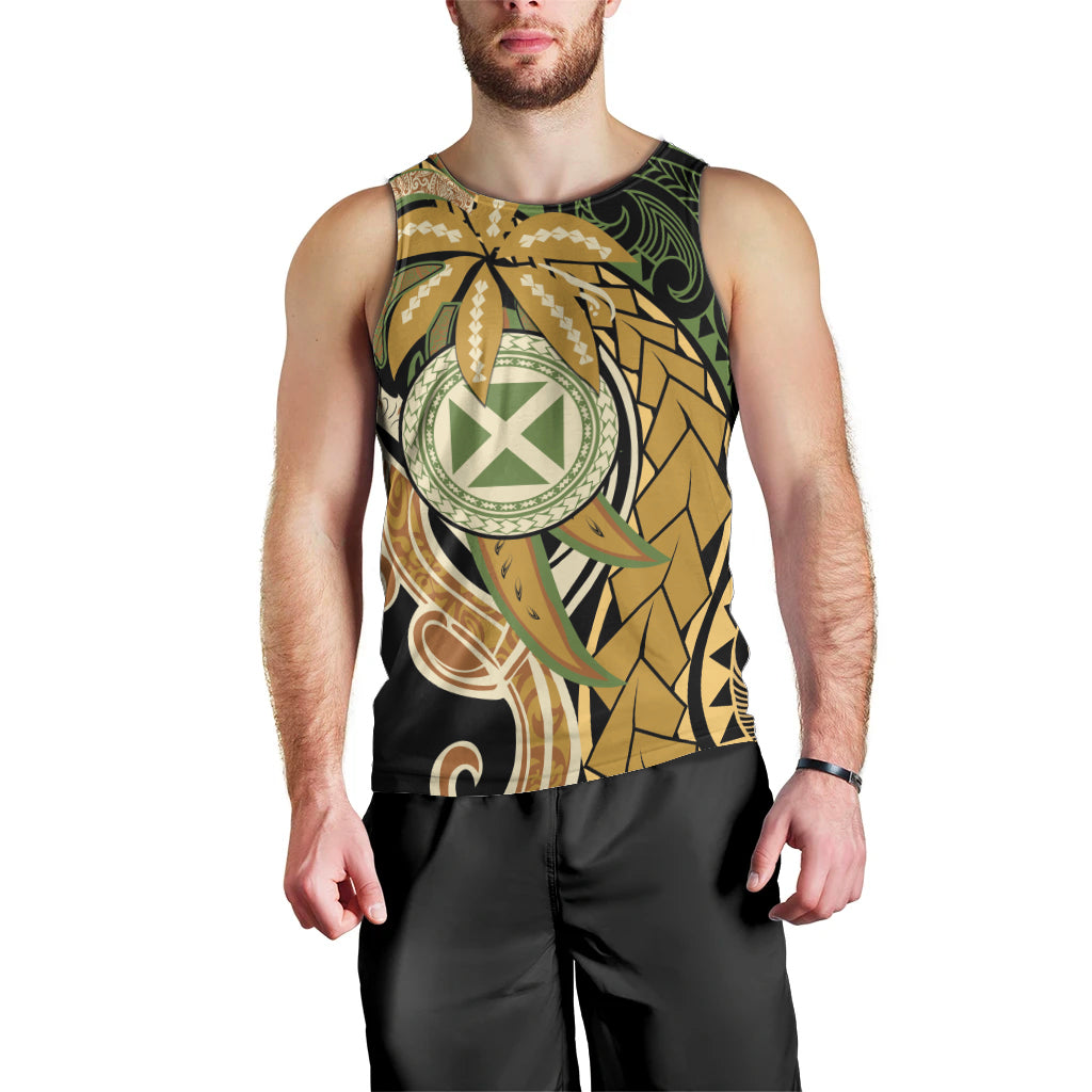 Wallis and Futuna Victory Day Men Tank Top Since 1945 with Polynesian Platinum Floral Tribal LT9 - Polynesian Pride