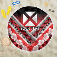 Personalised Wallis et Futuna Beach Blanket Hibiscus and Polynesian Tribal Tattoos