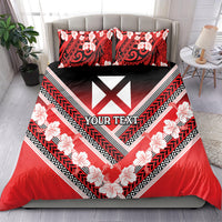 Personalised Wallis et Futuna Bedding Set Hibiscus and Polynesian Tribal Tattoos