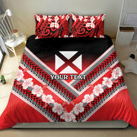 Personalised Wallis et Futuna Bedding Set Hibiscus and Polynesian Tribal Tattoos