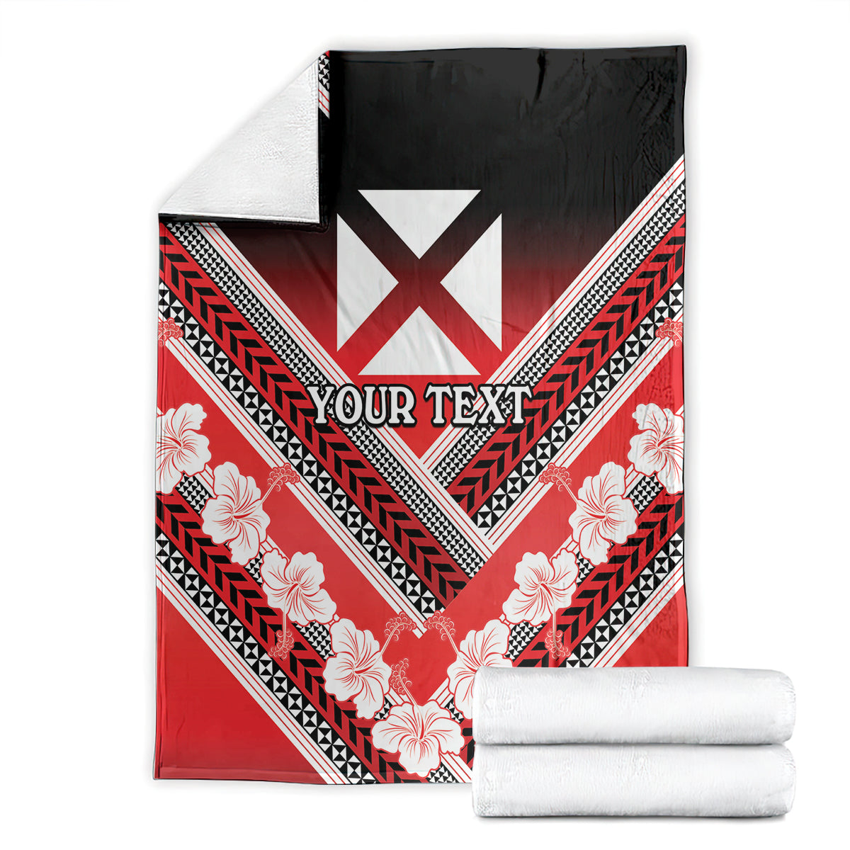 Personalised Wallis et Futuna Blanket Hibiscus and Polynesian Tribal Tattoos