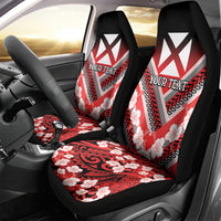Personalised Wallis et Futuna Car Seat Cover Hibiscus and Polynesian Tribal Tattoos