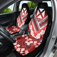 Personalised Wallis et Futuna Car Seat Cover Hibiscus and Polynesian Tribal Tattoos