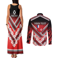 Personalised Wallis et Futuna Couples Matching Tank Maxi Dress and Long Sleeve Button Shirt Hibiscus and Polynesian Tribal Tattoos LT9 - Polynesian Pride