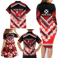Personalised Wallis et Futuna Family Matching Long Sleeve Bodycon Dress and Hawaiian Shirt Hibiscus and Polynesian Tribal Tattoos LT9 - Polynesian Pride
