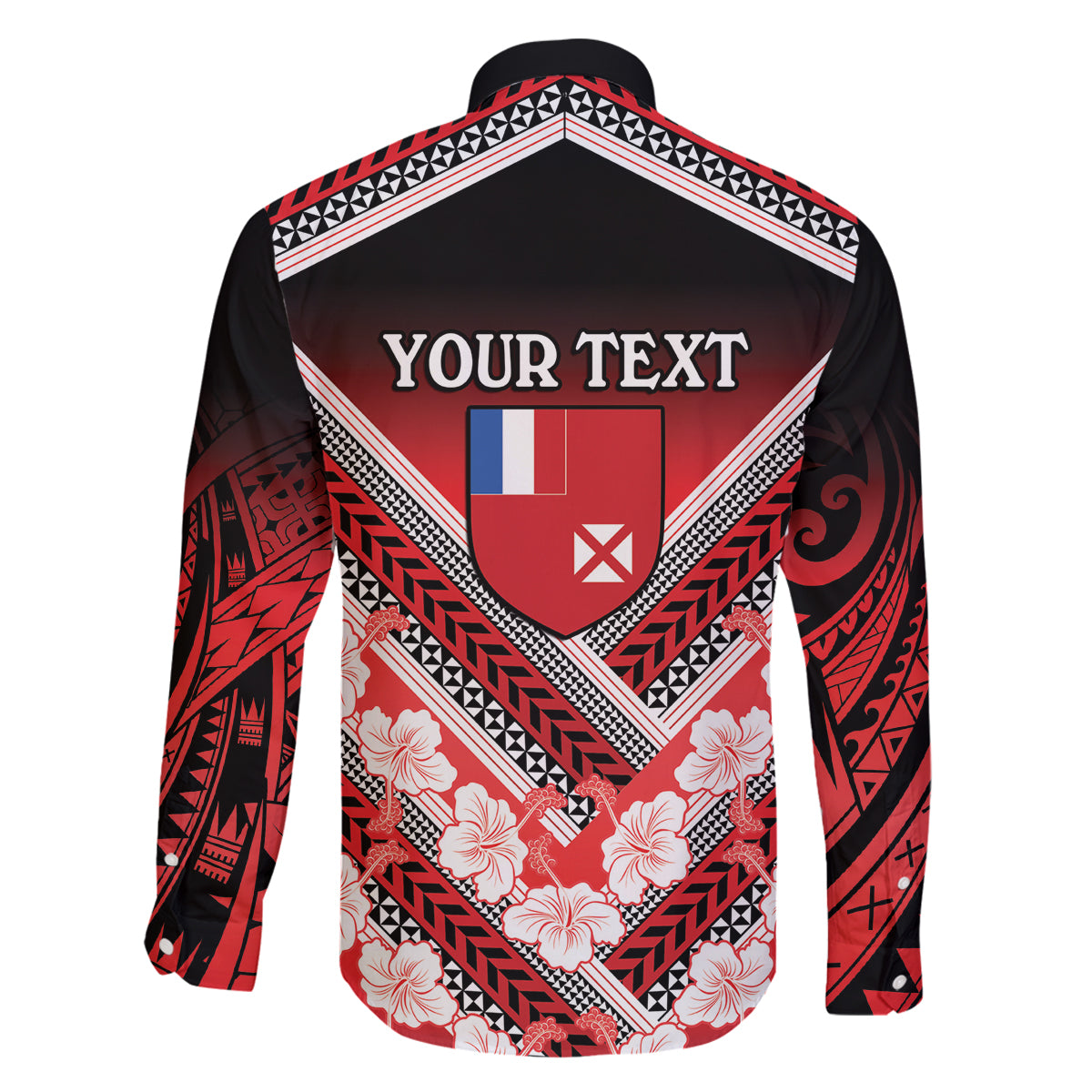 Personalised Wallis et Futuna Family Matching Long Sleeve Bodycon Dress and Hawaiian Shirt Hibiscus and Polynesian Tribal Tattoos LT9 - Polynesian Pride