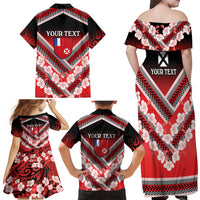 Personalised Wallis et Futuna Family Matching Off Shoulder Maxi Dress and Hawaiian Shirt Hibiscus and Polynesian Tribal Tattoos LT9 - Polynesian Pride