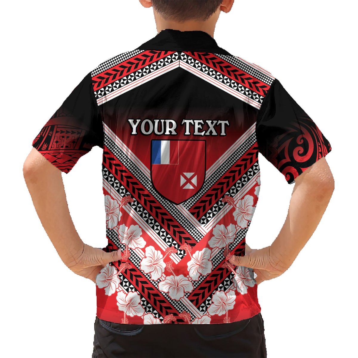 Personalised Wallis et Futuna Hawaiian Shirt Hibiscus and Polynesian Tribal Tattoos LT9 - Polynesian Pride