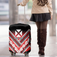 Personalised Wallis et Futuna Luggage Cover Hibiscus and Polynesian Tribal Tattoos