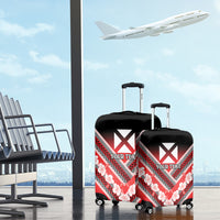 Personalised Wallis et Futuna Luggage Cover Hibiscus and Polynesian Tribal Tattoos
