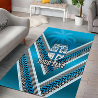 Custom Fiji Rugby Area Rug Fijian Warrior With Polynesian Tribal Tattoos LT9 - Polynesian Pride