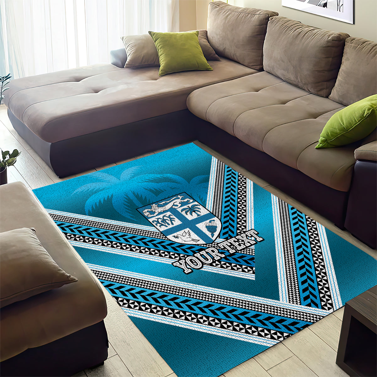 Custom Fiji Rugby Area Rug Fijian Warrior With Polynesian Tribal Tattoos LT9 - Polynesian Pride