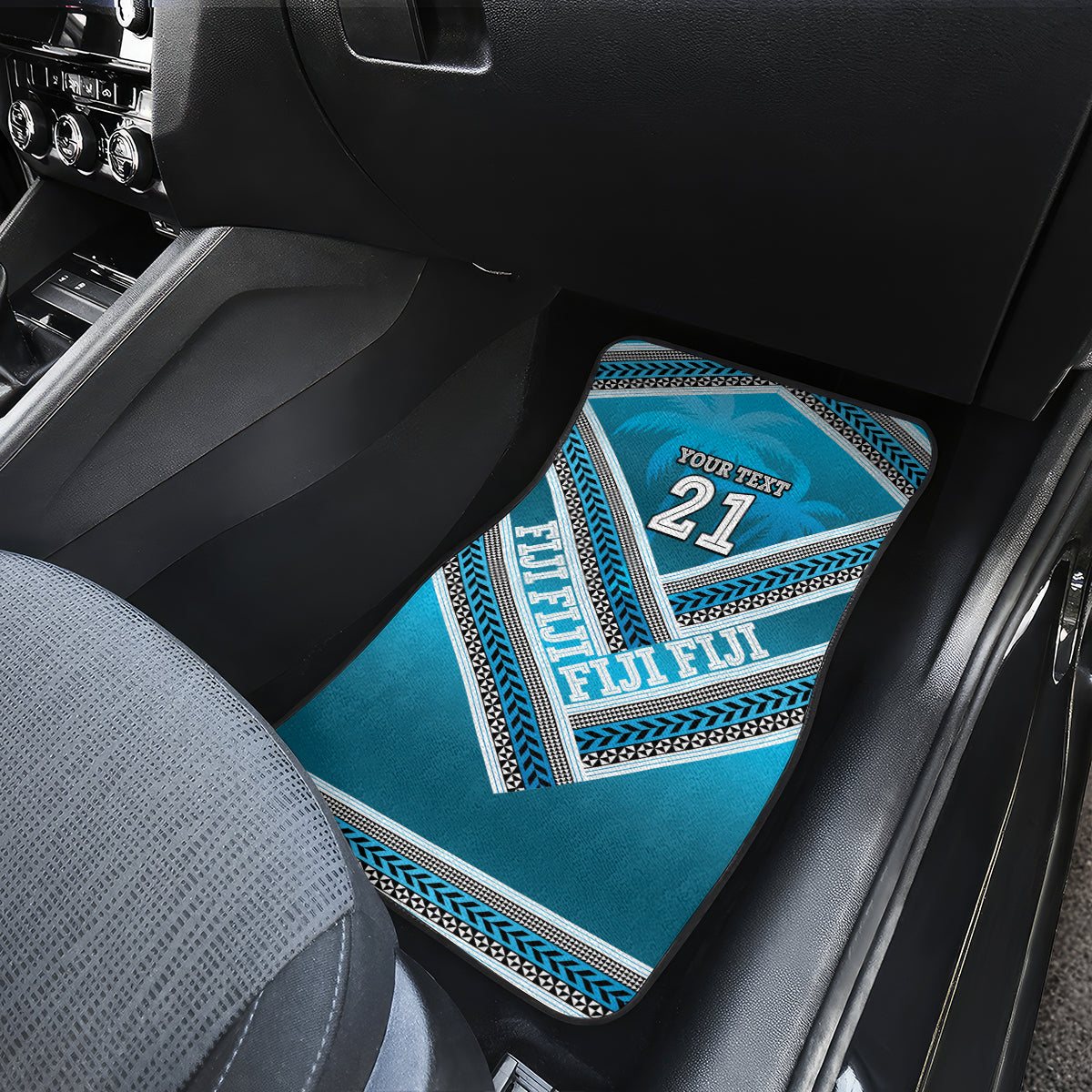 Custom Fiji Rugby Car Mats Fijian Warrior With Polynesian Tribal Tattoos LT9 - Polynesian Pride
