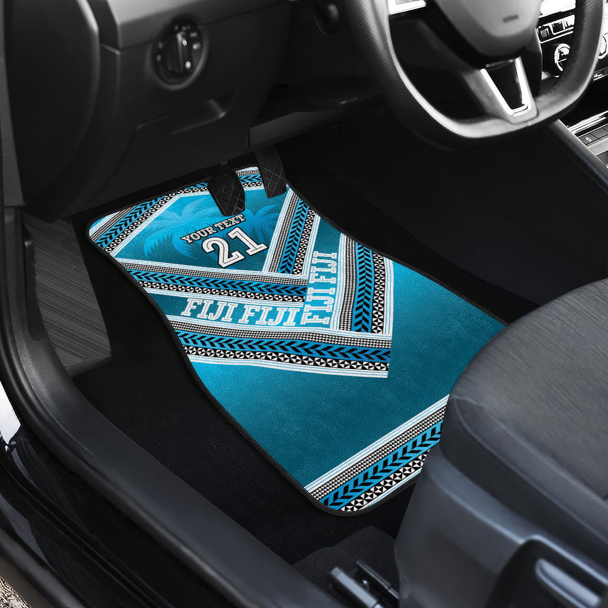 Custom Fiji Rugby Car Mats Fijian Warrior With Polynesian Tribal Tattoos LT9 - Polynesian Pride