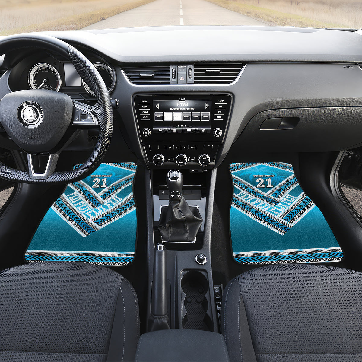 Custom Fiji Rugby Car Mats Fijian Warrior With Polynesian Tribal Tattoos LT9 Set 2pcs - Front Blue - Polynesian Pride
