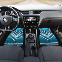 Custom Fiji Rugby Car Mats Fijian Warrior With Polynesian Tribal Tattoos LT9 Set 2pcs - Front Blue - Polynesian Pride