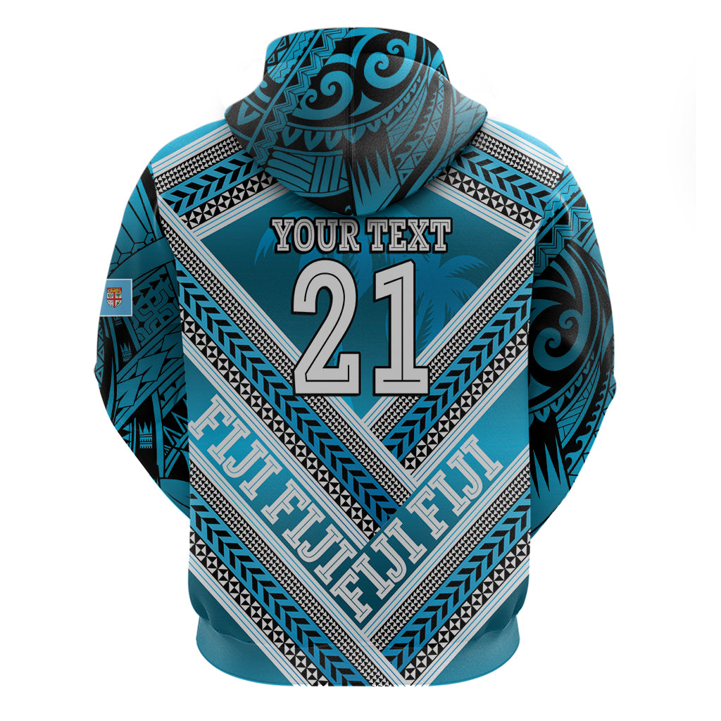 Custom Fiji Rugby Hoodie Fijian Warrior With Polynesian Tribal Tattoos LT9 - Polynesian Pride