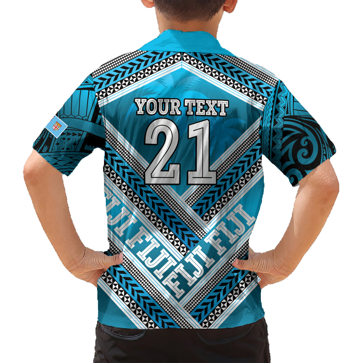 Custom Fiji Rugby Kid Hawaiian Shirt Fijian Warrior With Polynesian Tribal Tattoos LT9 - Polynesian Pride