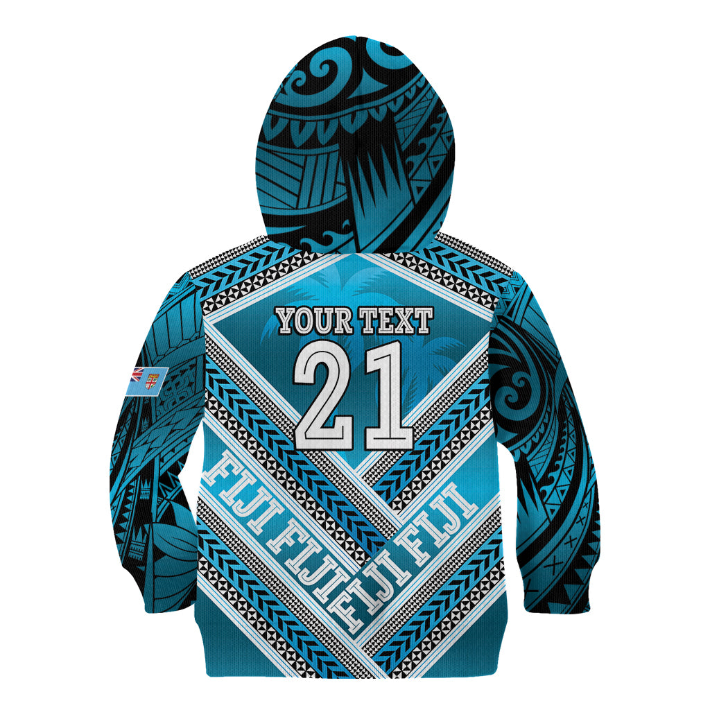 Custom Fiji Rugby Kid Hoodie Fijian Warrior With Polynesian Tribal Tattoos