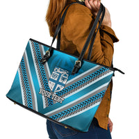 Custom Fiji Rugby Leather Tote Bag Fijian Warrior With Polynesian Tribal Tattoos LT9 - Polynesian Pride