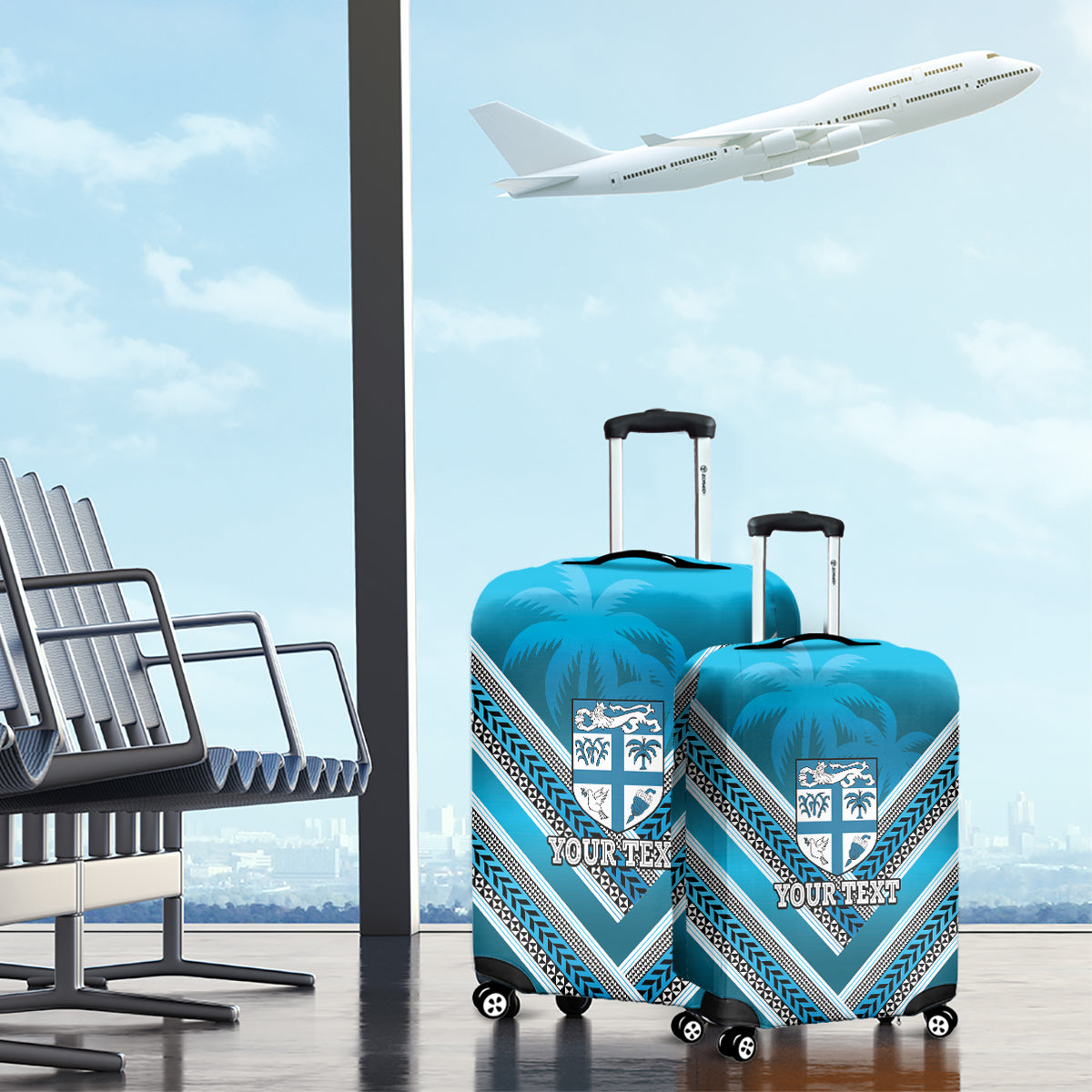 Custom Fiji Rugby Luggage Cover Fijian Warrior With Polynesian Tribal Tattoos LT9 - Polynesian Pride